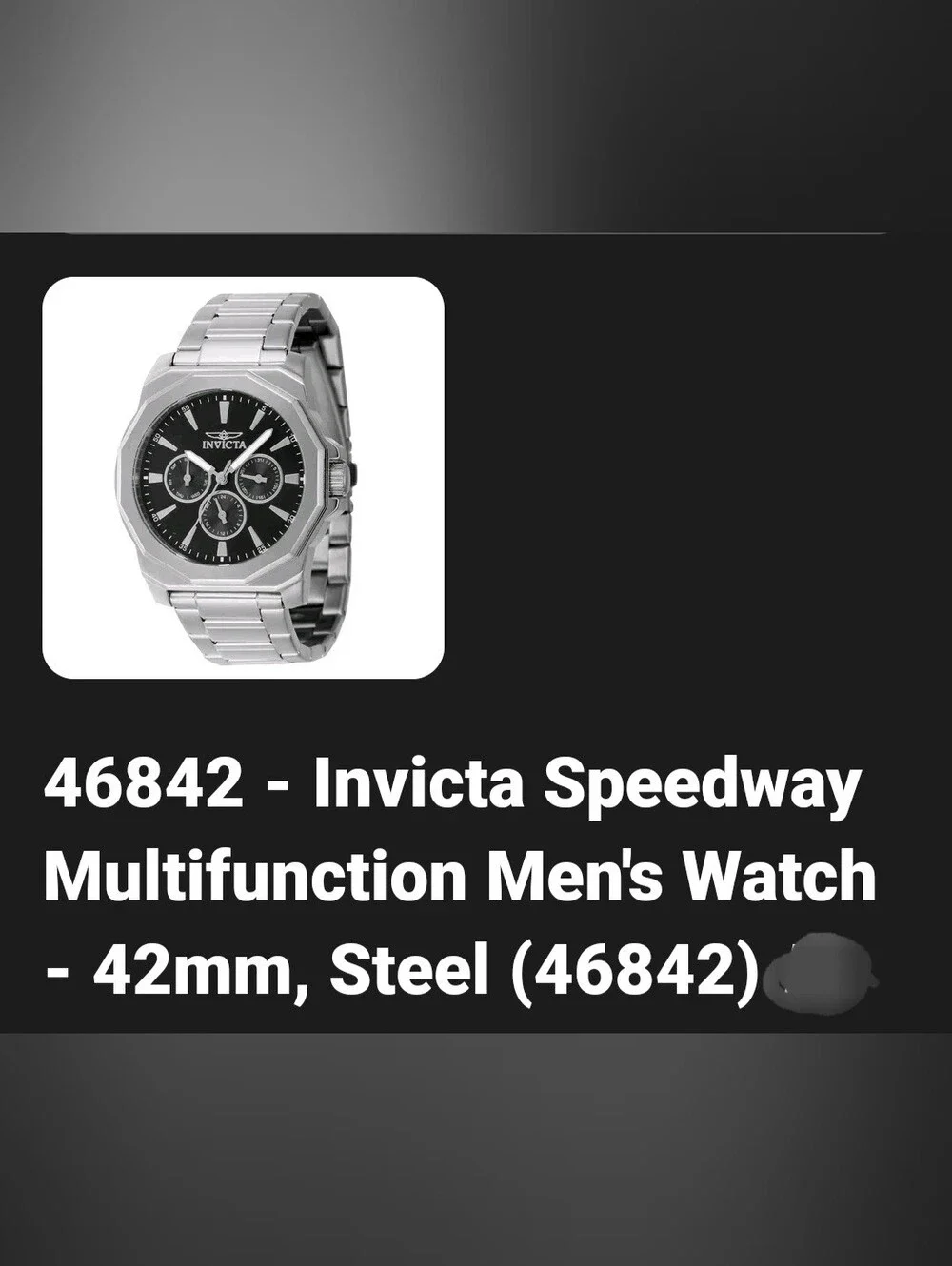 Invicta Speedway Multifuction Mens Watch with Black Dial